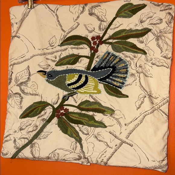 Pottery Barn Embroidered Bird Accent Throw Pillow Cover Case - Picture 9 of 14